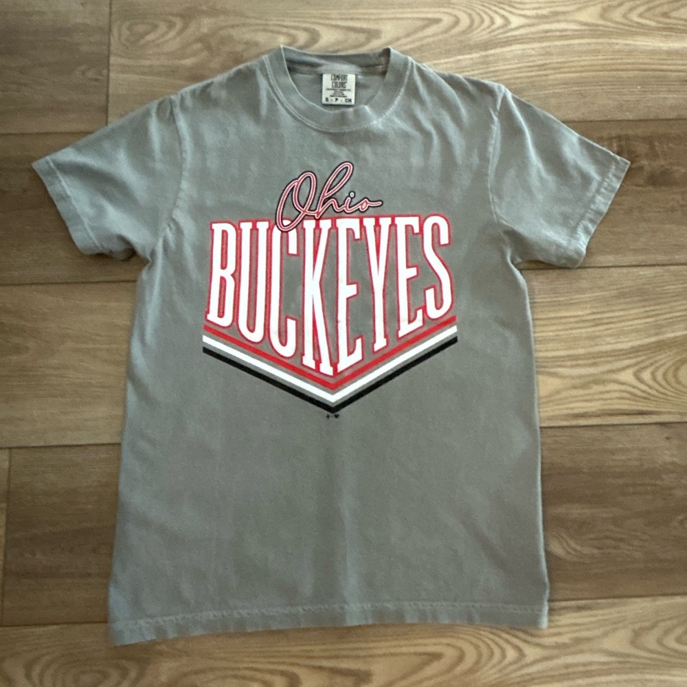 Ohio State Buckeyes Comfort Colors Gray Graphic Tee Size Small